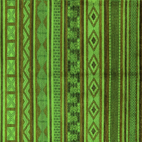 Ahgly Company Indoor Square Oriental Green Industrial Area Rugs, 6' Square