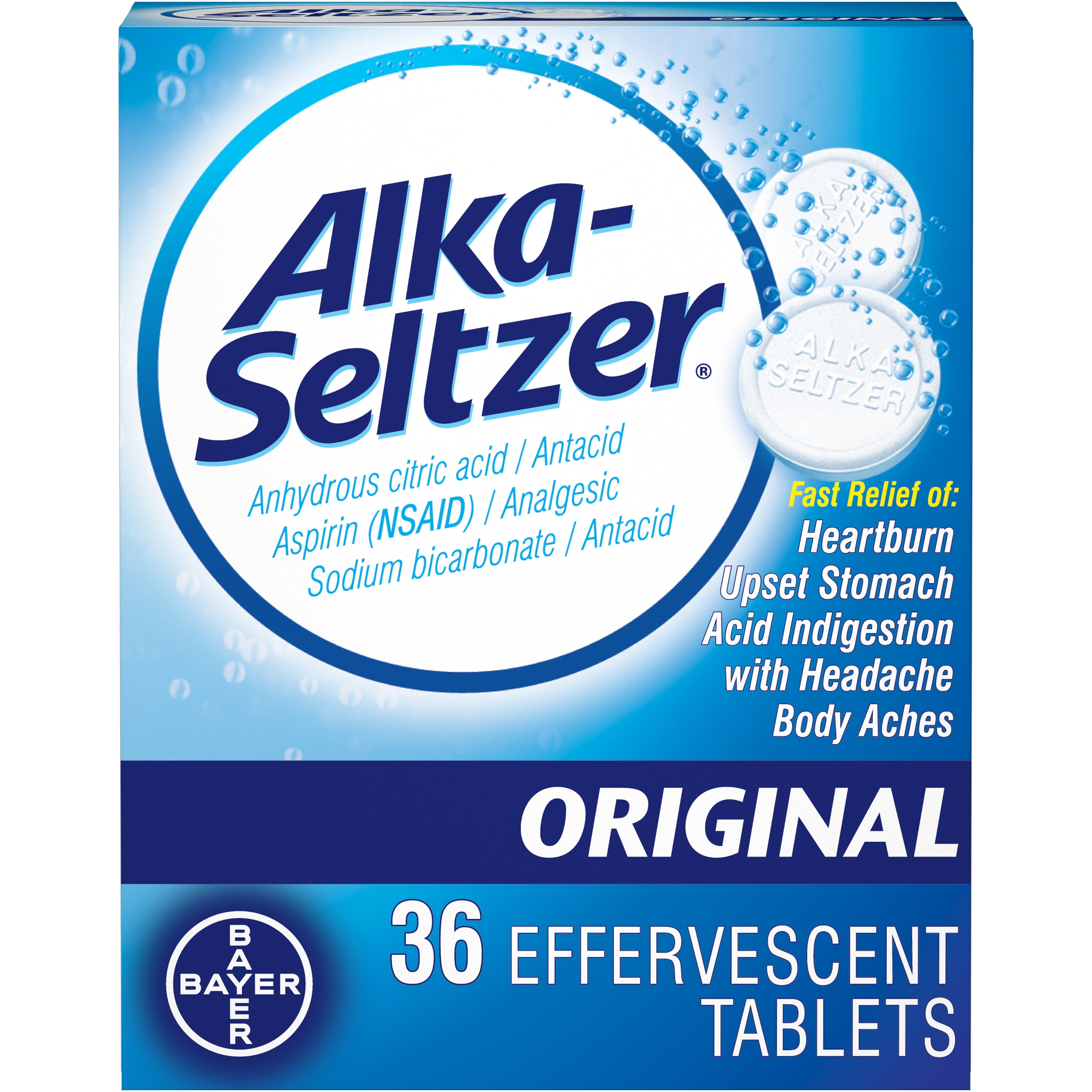 Alka-Seltzer Original Effervescent Heartburn Relief Tablets, 36 Count