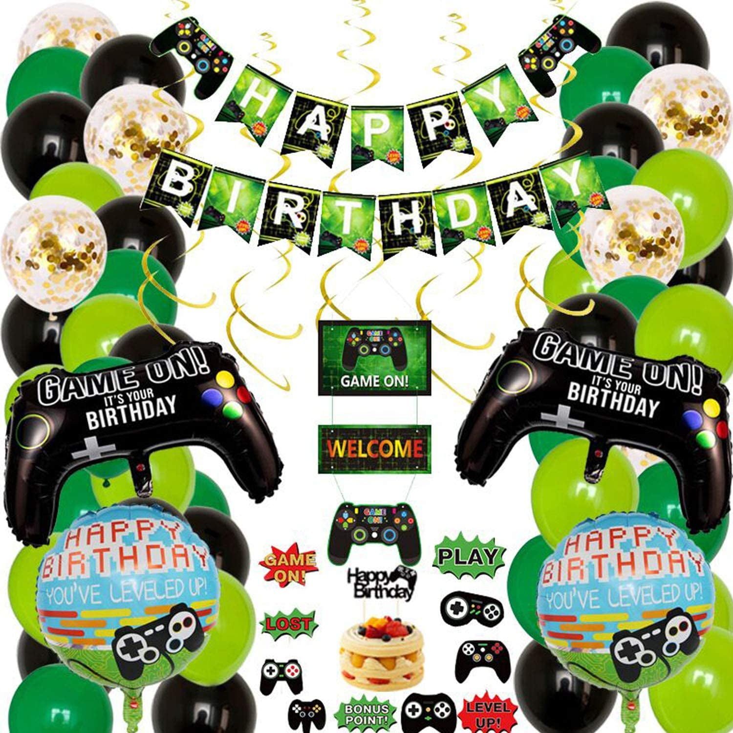 58 PCS Video Game Party Supplies,Gaming Party Decoration Including