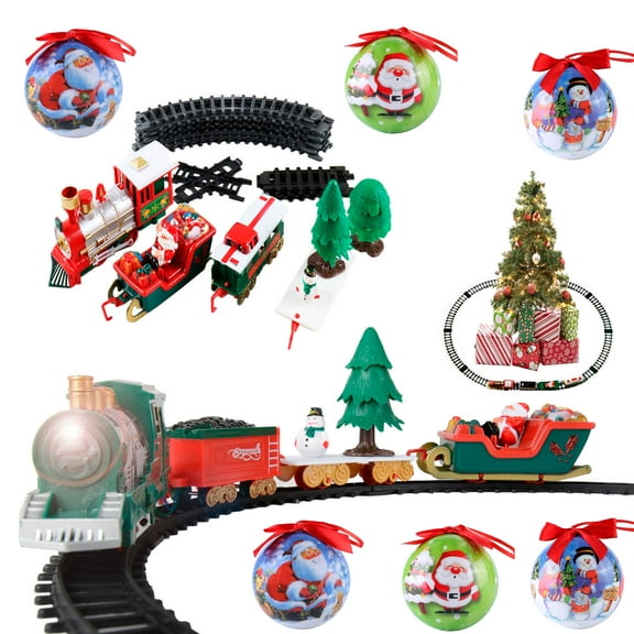 Blue Block Factory Ready to Play Classic Christmas Train Battery Powered Model Train Set