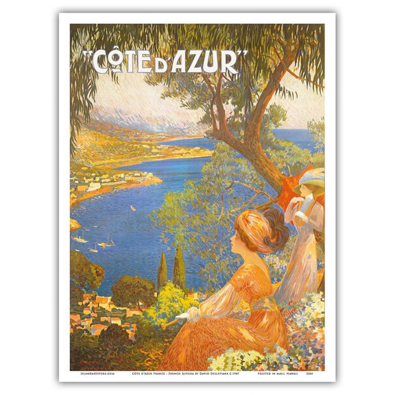 Côte d'Azur France - French Riviera - Vintage Travel Poster by David Dellepiane c.1947 - Master Art Print (Unframed) 9in x 12in