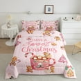 thumbnail image 3 of Feelyou Pink Happy Christmas Bedding Comforter Set for Kid, Kawaii Gingerbread Man Twin Comforter Sets, Coffee Dessert Reversible Bedding Set, Luxury Bedroom Decor, 2-Piece, 3 of 9