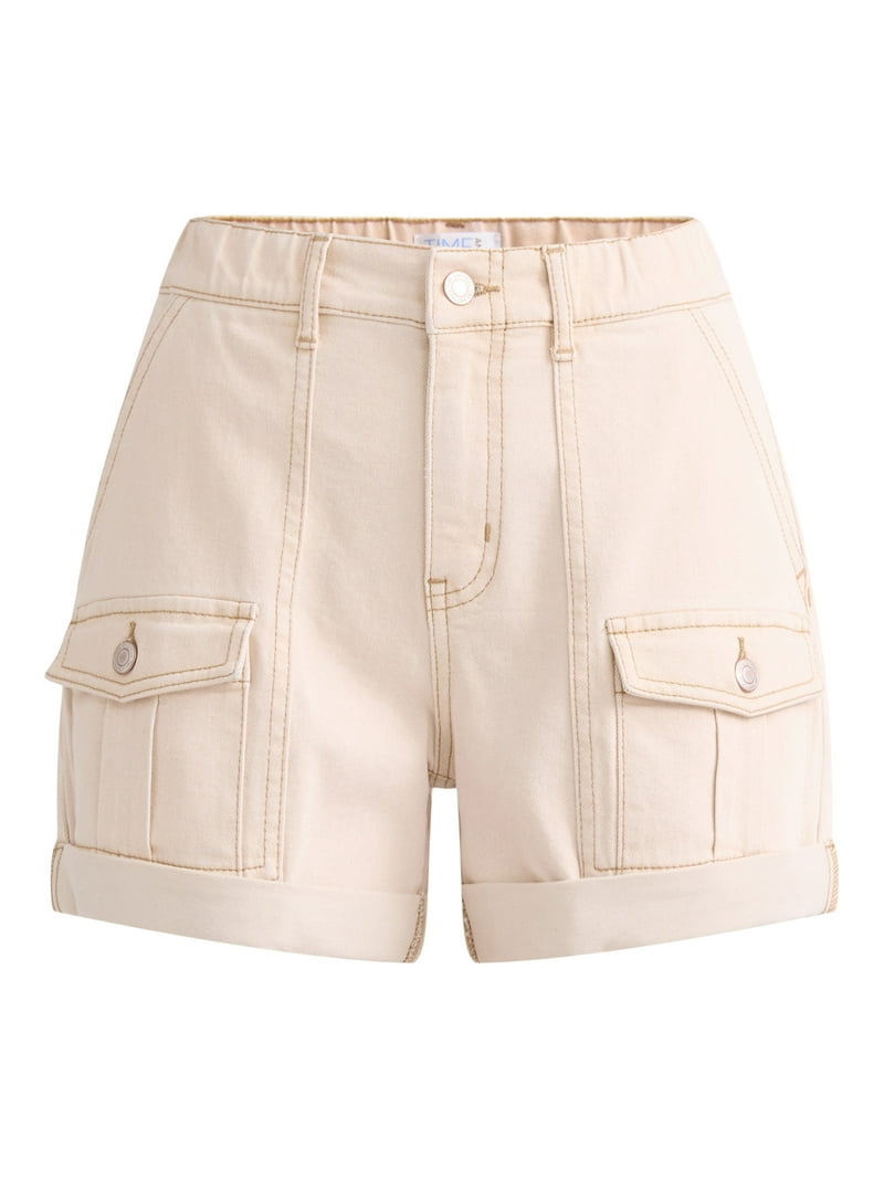 Time and Tru Women's Utility Shorts 4-Inch Inseam Cotton Blend
