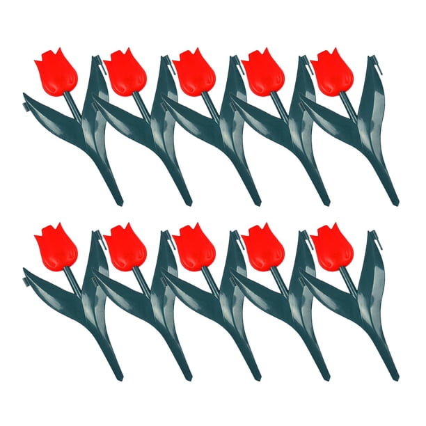 10 piezas de borde de jardín de tulipán, borde de césped, cerca decorativa realista, cerca de jardín para Flor roja