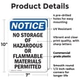 thumbnail image 2 of (2 Pack) No Storage Of Hazardous Or Flammable OSHA Notice Sign 7 Inch X 10 Inch Plastic Sign, Weather Resistant, UV Protected for Workplace, Business, and Construction Site, Made in the, 2 of 8
