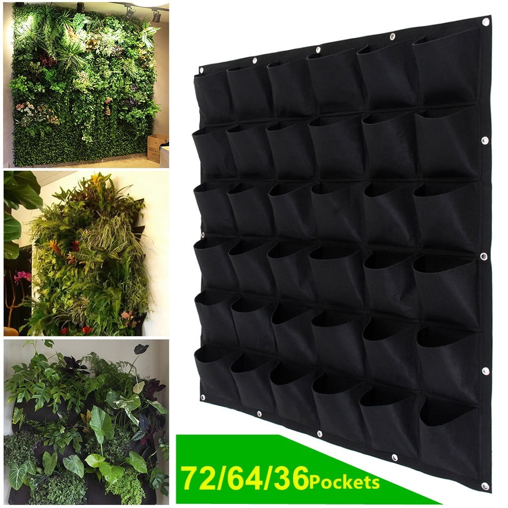 72 Pocket Vertical Greening Hanging Wall Garden Plant Grow Pot Bag Planter 