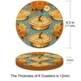 thumbnail image 3 of Thanksgiving Set of 6 Cool Round Microfiber Leather Coasters, 11x11 cm/4.3x4.3 in, Stylish Drink Mats for Home and Office Decor, 3 of 6
