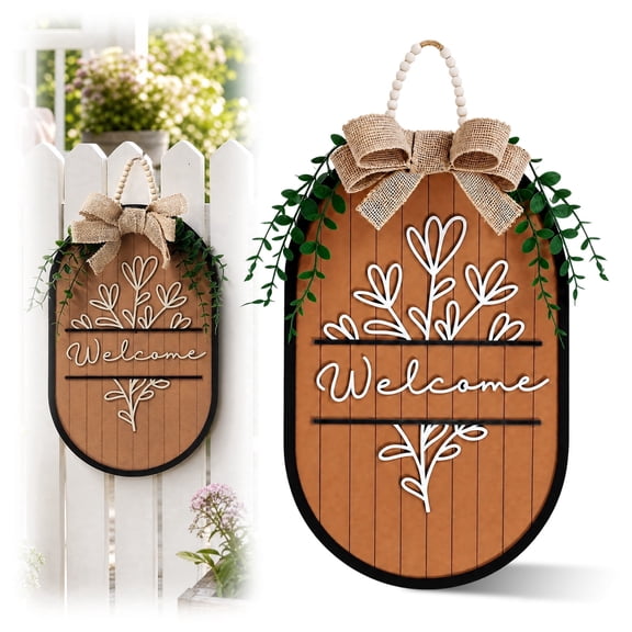 Welcome Door Sign, 3D Multi Layer Craft Sign, Year Round Vintage Style, Easy Hanging, for Spring Summer Fall All Seasons Holiday Outdoor