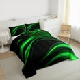 thumbnail image 4 of Manfei Modern Geometric Artistic Queen Comforter Set,Stripes Lines Aesthetic Bedding Sets,Neon Green Black Bedding Comforter Set For Girl Kids,Microfiber Bedroom Decor Reversible,3-Piece, 4 of 9