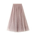 thumbnail image 3 of Defitshape Women's High Waist Skirt Tulle Tulle Skirt Tutu Calf Length Fancy Cotton Sequin Fall A Line Casual Pink Small-X-Large, 3 of 4