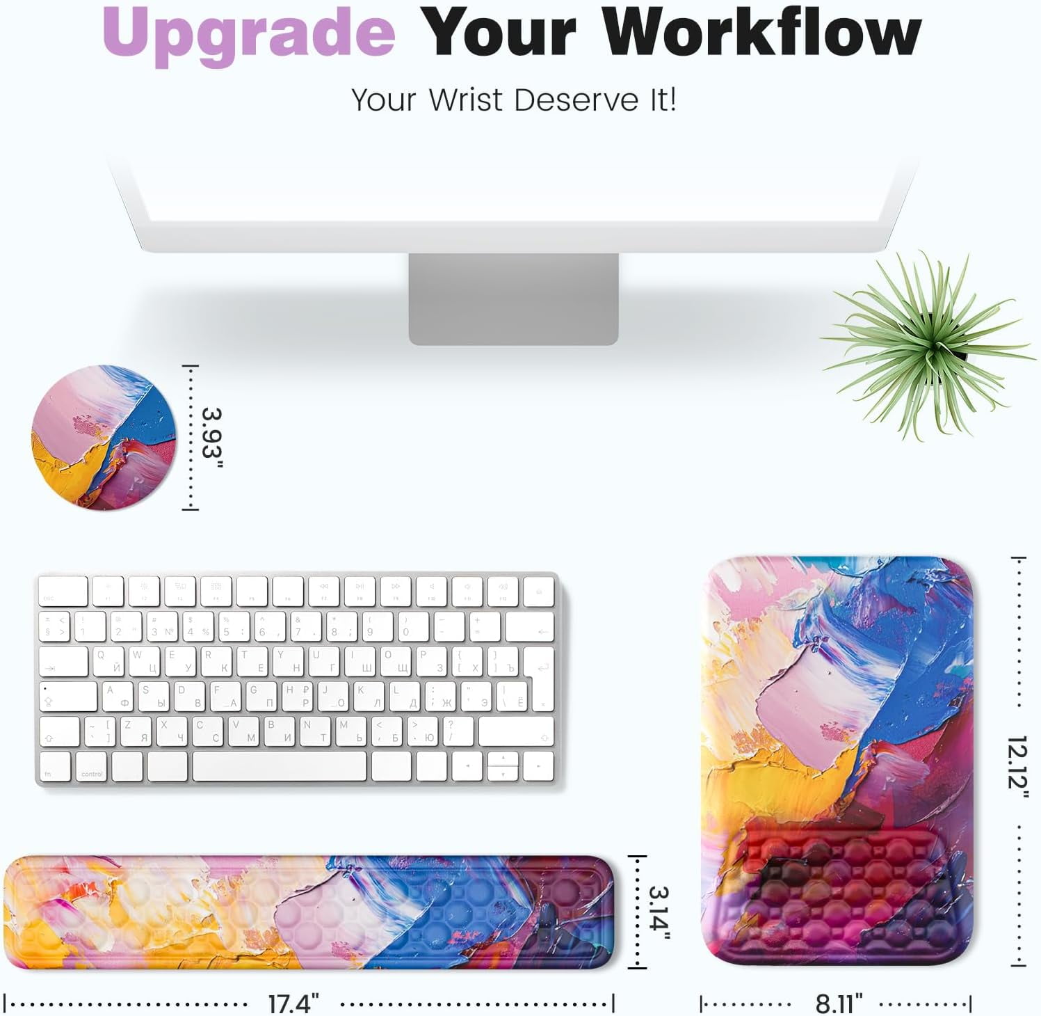 Ergonomic Wrist Rest for Computer Keyboard Pad, Large Arm Rest Wrist Support for Mouse, Relieve Wrist Pain, Multicolored