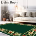 thumbnail image 2 of ODIKA 6'x9' Machine Washable Non-Slip Area Rug, Holly Leaf Border with Berry Cluster Embellishments High Traffic Rug, Green, 606859, 2 of 7