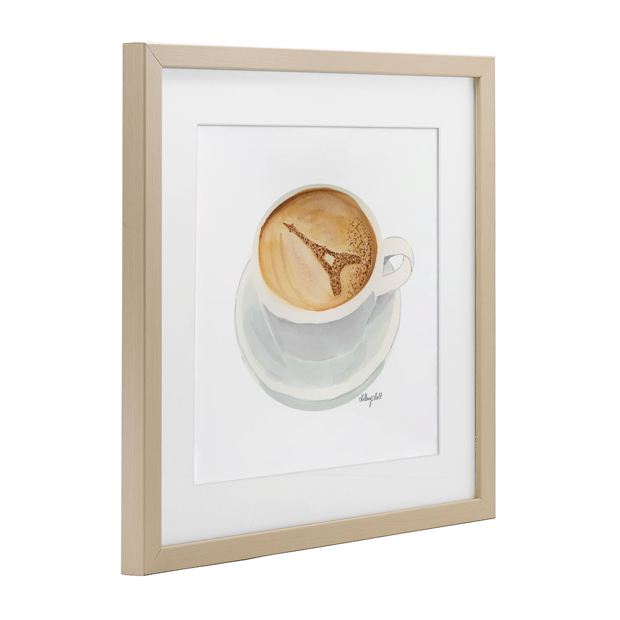 Stupell Industries Eiffel Tower Latte Birch Framed Print Under Glass, design by Hillary Holt