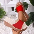 thumbnail image 3 of Womens Wedge Sandals Chunky Platform High Heels Open Toe Slip on Slides Casual Dressy Summer Beach Shoes Red Size 6.5, 3 of 5