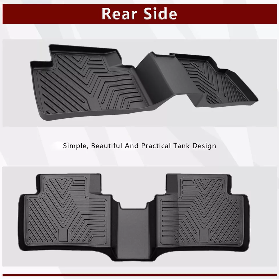 RVNI TPE Rubber Floor Mats 1st & 2nd Row for 2016-2021 Honda Civic Sedan & Hatchback 4-Door Set All-Weather