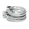 thumbnail image 3 of BERRICLE Sterling Silver 3-Stone Wedding Engagement Rings 1 Carat Round Cut Cubic Zirconia CZ Ring Set for Women, Rhodium Plated Size 9.5, 3 of 18