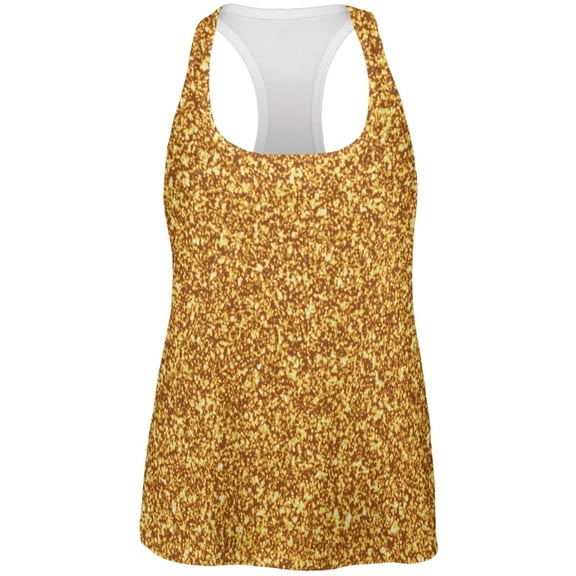Gold Glitter All Over Womens Racerback Tank Top