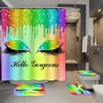 4PCS Rainbow Inspirational Quotes Shower Curtain Set, Colorful