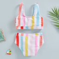 thumbnail image 2 of Girls 2 Piece Swimsuit Floral Printed Striped Sport High Waist Bikini Set Bathing Suit,Size 130-160, 2 of 5