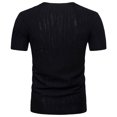 thumbnail image 4 of Hombres manga corta Casual cuello en V sólido diseño de arrugas pulóver camiseta blusa Tops Pompotops  oipoqjl25574, 4 of 4