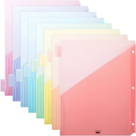CCOCC 2026 New Binder Dividers with 8-Tab, Pastel Colors, 3 Ring Binder with Tabs and Pockets for Organization, Filing, Office Use, Schoolwork, Note-Taking, Document Storage, Personal Planners.