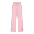 thumbnail image 2 of Baqcunre Women's Solid Color Button-Up Capri Pants,Color Pink,Size S-3XL, 2 of 4