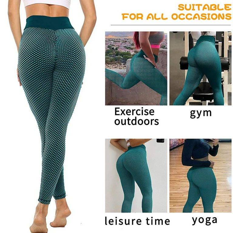 Ilfioreemio Women's Ruched Butt Lifting High Waist Yoga Pants Tummy Control  Stretchy Workout Tik Tok Leggings Textured Booty Tights 