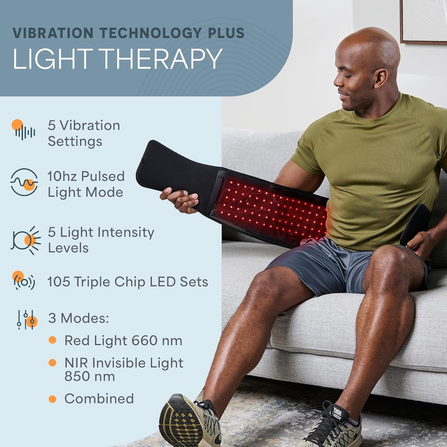 Lifepro LED Light Therapy Belt with Adjustable Strap, 660nm and 850nm Wavelengths -Black