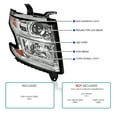 thumbnail image 3 of Spec-D Tuning Chrome Projector Headlights w/ LED DRL Strip Compatible with 2015-2020 Chevy Tahoe, Suburban, Left + Right Pair Headlamps Assembly, 3 of 5