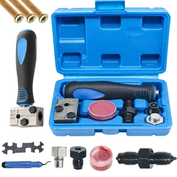 Universal Car Brake Line Flaring Tool Kit, 3/16 Inch Brake Flare Tool Kit, Multifunctional Handheld Brake Line Flare Tool Set for Tubing, Brake Fuel Line Repair for Copper Pipe Flaring(1SET)
