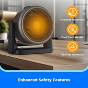 Midea 2-In-1 Heater and Fan, 4 Speed, 1,500 Watts, Digital, Adjustable Tilt, Portable, Black