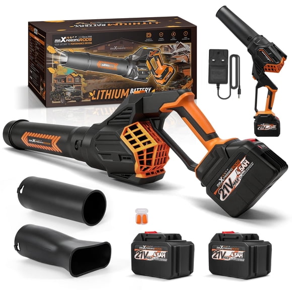 Soplador de hojas maXpeedingrods 650 CFM inalámbrico con 2 baterías de 4,5 Ah
