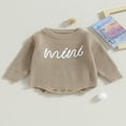 thumbnail image 2 of Nouveau-né Bébé Garçons Filles Pull Rompers Lettre Col Rond Manches Longues Tricot Combinaisons Automne Vêtements Bodysuits, 2 of 7