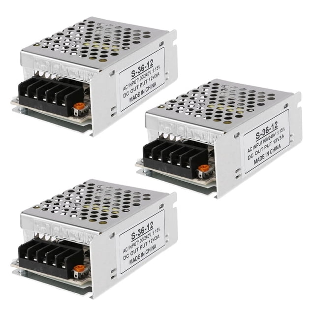 Transformador de voltaje de 3X CA 100 V-240 V a CC 12 V 3 A 36 W Interruptor Fuente de alimentación de tira LED