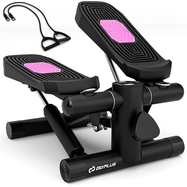 Goplus Mini Stepper pour Exercice à Domicile avec Bandes de Résistance Hauteur Réglable Noir