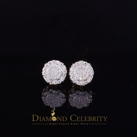 Diamond Celebrity's 925 Silver Yellow 0.50ct VVS 'D' Moissanite Men's/Womens Round Stud Earrings