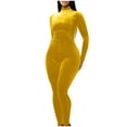 thumbnail image 6 of REALiKUN Bodycon Jumpsuit for Women Solid Color Zipper Mock Neck Long Sleeve Sexy Slim Fit Velvet Jumpsuits Rompers, 6 of 6
