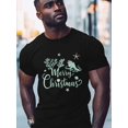 thumbnail image 2 of Merry Christmas Men's T Shirts Octopus Coral Santa Hat T-Shirt for Men Shell Starfish Ocean Crew Neck Tees Cotton Tops, Black, 2XL, 2 of 7