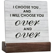 Rustic Bedroom Quote Ceramic Table Sign, Home Bedroom Decor,I Choose You Plaque For Wall Tabletop Desk, Farmhouse Style Wall Art Decoration