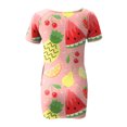 thumbnail image 5 of Mini vestido con cuello en V y mangas cortas a la moda con estampado de flores degradadas para mujer Pompotops ghjkhdj16591, 5 of 5