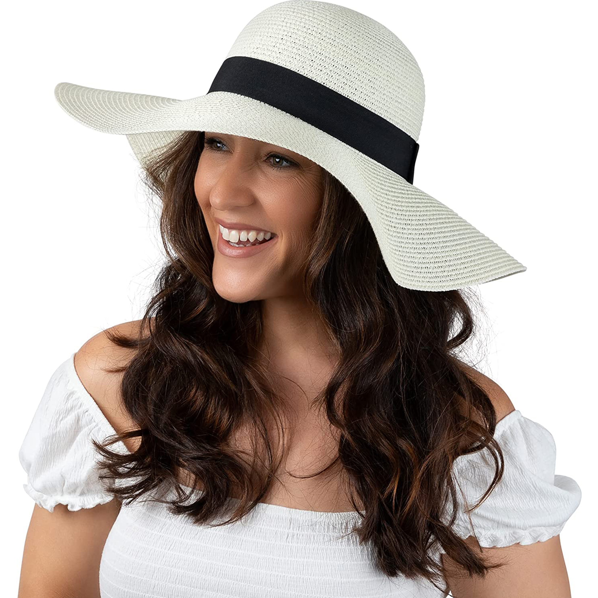 Debra Weitzner Foldable Roll Up Floppy UPF 50 Straw Sun Hats For Women