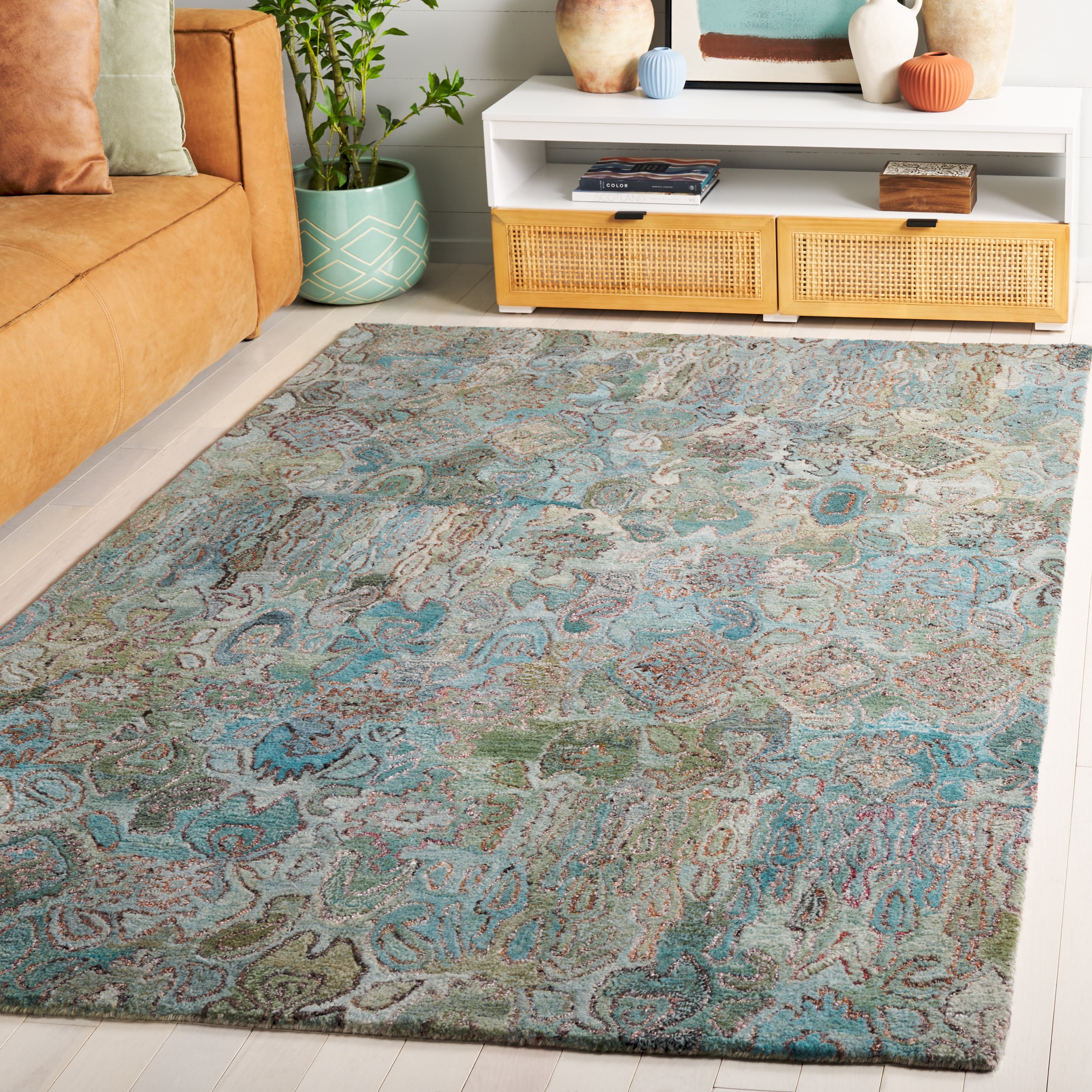 SAFAVIEH Anatolia Judy Abstract Area Rug, Teal/Green, 3' x 5'
