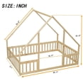thumbnail image 4 of Full Size Floor Bed for Kids Toddlers, Wooden Montessori Bed Frame with Roof and Fence Guardrails, Playhouse Bed Tent Bed for Boys Girls Bedroom, Easy Assembly, Natural, 4 of 7
