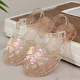 thumbnail image 6 of Xfvqtps Girls Jelly Shoes Transparent Crystal Sandals Beaded Butterfly Decor Thick Soft Sole Hook and Loop Strap Open Toe Sandals Summer Casual Shoes, 6 of 9
