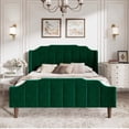 thumbnail image 2 of Amolife Queen Size Upholstered Platform Bed Frame with Curved Velvet Wingback Headboard, Green, 2 of 6