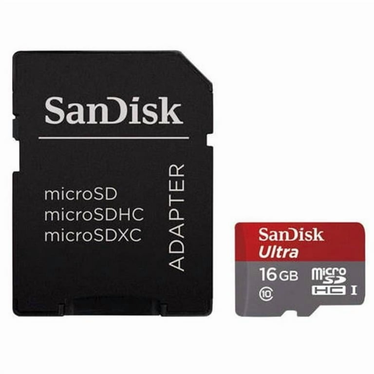 Sandisk 16 GB Ultra MicroSDHC Memory Card with Adapter - Walmart.com