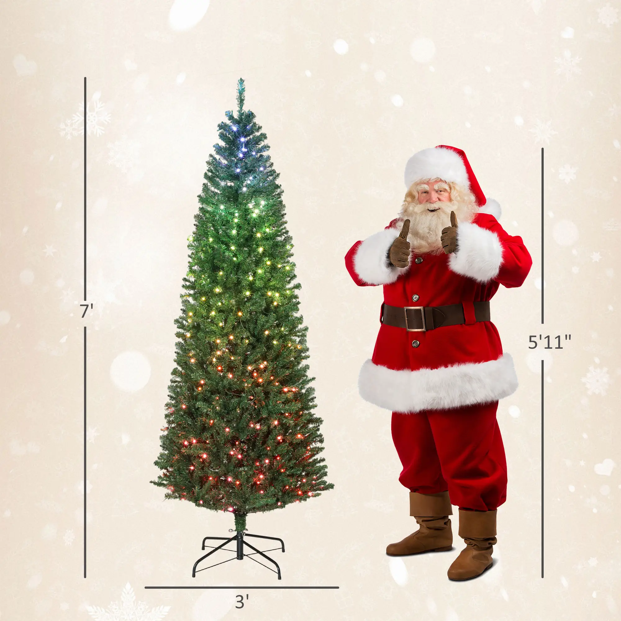 7ft Smart Prelit Christmas Tree with 350 RGB LED Lights 1245 Tips Remote App Control Indoor Decor