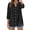 Black, variant on Womens 3/4 Sleeve Button Down Shirts V Neck Roll Up Sleeve Tops Cotton Linen Casual Summer Blouses Shirts