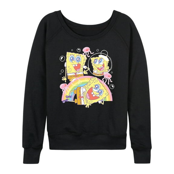 Spongebob Squarepants - Cute Face Rainbow - Women's French Terry Long Sleeve Shirt