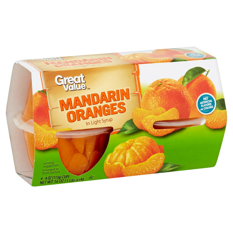 Great Value Mandarin Oranges in Gel, 4 x 123 g 